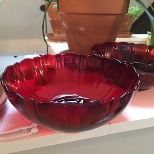 ***SOLD*** Arcoroc France Ruby Red Glass Bowls
